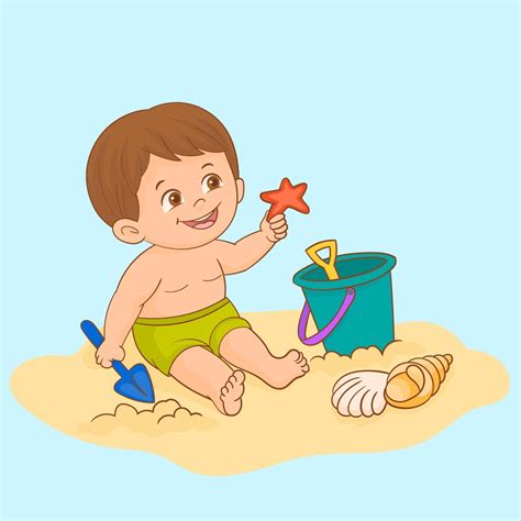 Little Boy Playing In The Sand On The Beach With Beach Toys 2303533