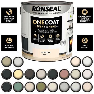 Ronseal One Coat Everywhere Washable Tough Quick Dry Matt Paint All