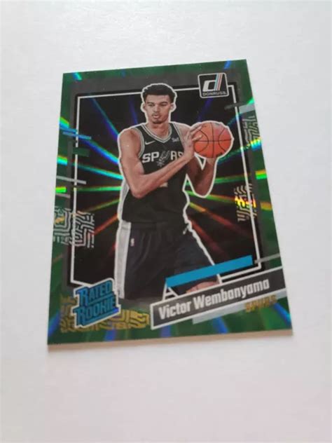 2023 24 DONRUSS NBA VICTOR WEMBANYAMA Holo vert recrue notée laser RC