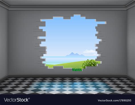 Break in the wall of room Royalty Free Vector Image