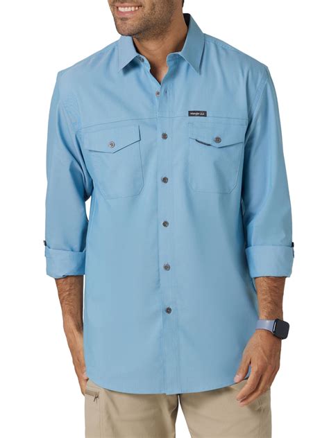 Wrangler Mens Outdoor Long Sleeve Shirt With Upf 30 Protection Sizes