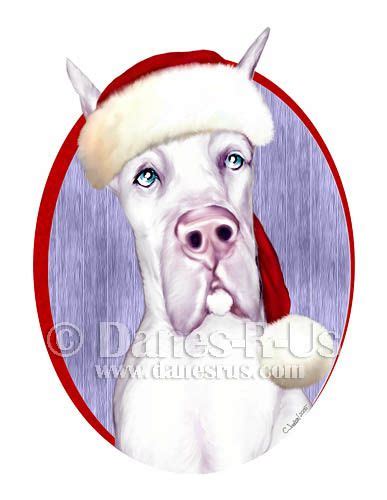 Great Dane Santa White Cropped Christmas Greeting Cards From Danesrus