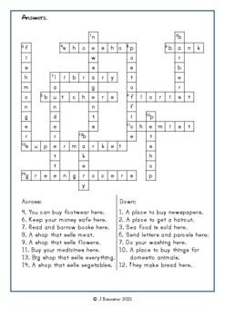 Our Town Crossword British English Efl Esl By The Red Bus