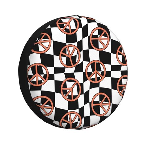 Spare Tire Cover Peace Sign Chessboard Wheel Cover Tire Covers For Trailers Car Truck Camper