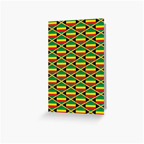 "Flag of Reggae and flag of Jamaica, pattern, version 3" Greeting Card ...