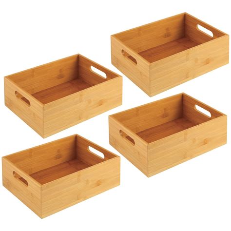 Mdesign Bamboo Kitchen Drawer Organizer Tray Natural Wood Food