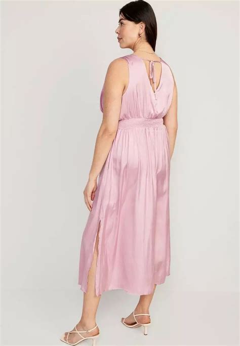 Buy Old Navy Waist Defined Tie Back Satin Maxi Dress For Women 2024