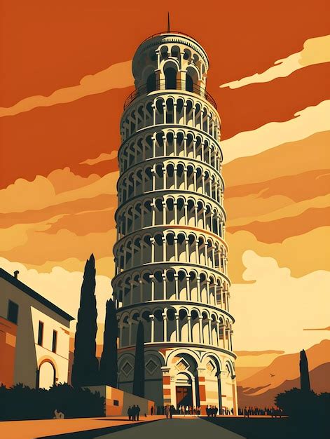 Un Dibujo De La Torre Inclinada De Pisa Foto Premium