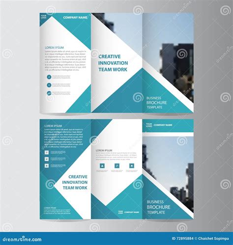 Blue Triangle Business Trifold Leaflet Brochure Flyer Report Stock