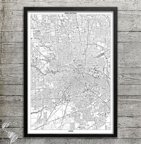 Houston City Map Houston City Poster Houston City Print | Etsy