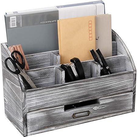 Amazon Distressed Rustic Wooden Office Desk Organizer