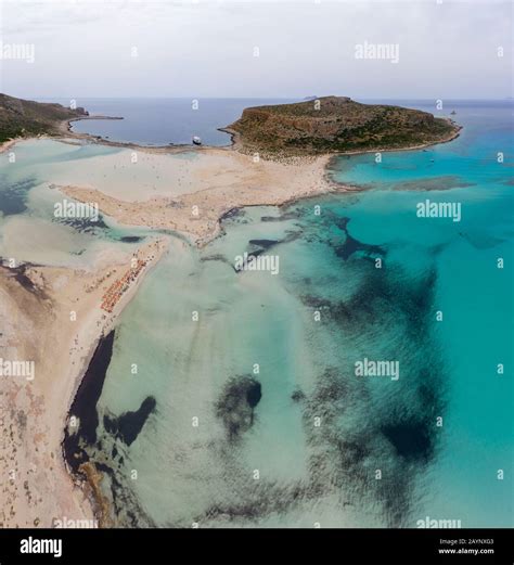 Amazing Aerial Panoramic View On The Famous Balos Beach In Balos Lagoon