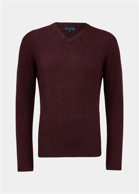 Lincoln Burgundy Lambswool V Neck Jumper Matalan