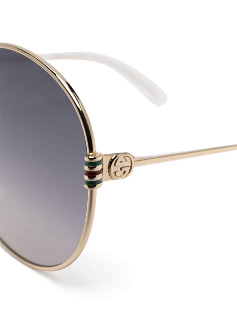 Gucci Eyewear Metallic Round Frame Sunglasses Gold Farfetch