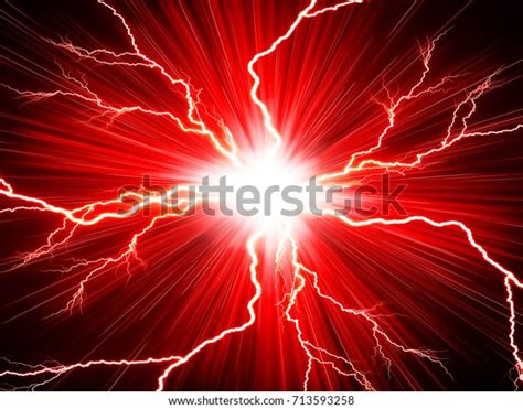 Electric Flash Lightning On Red Background Stock Illustration 713593258 ...