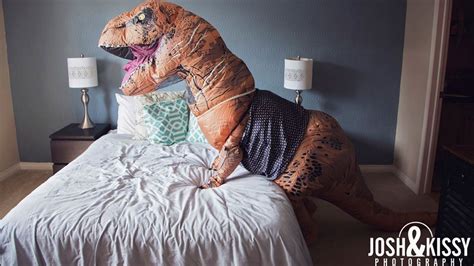 Woman Poses For Sexy Pre Wedding Boudoir Shoot In T Rex Costume