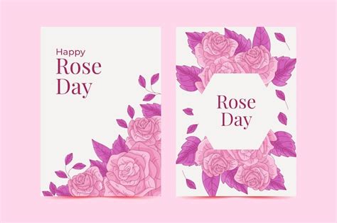 Free Vector | Hand drawn rose day greeting cards collection