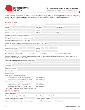 Fillable Online Dd Exhibitor Application Formpdf Fax Email Print