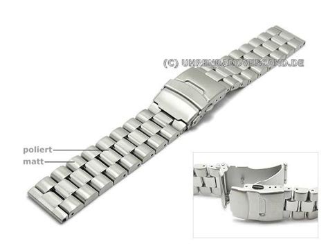 Uhrenarmband Pb MC460 20mm Edelstahl Massiv Mit Sicherheitsfaltschliesse