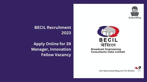 Becil Recruitment For Innovation Fellow Vacancy