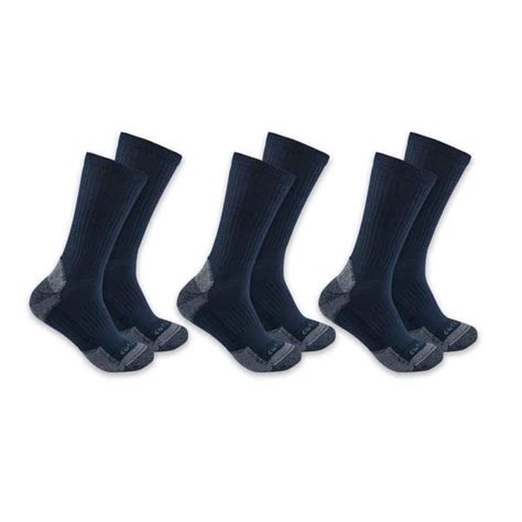 Midweight Cotton Blend Crew Sock 3 Pack Navy Carhartt