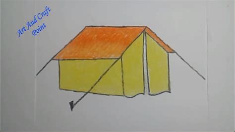 How To Draw Step By Step Simple Pastel Tent For Kids Art And Craft