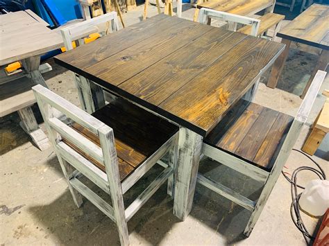 Counter Height Rustic Farmhouse Table with Stools High Top | Etsy