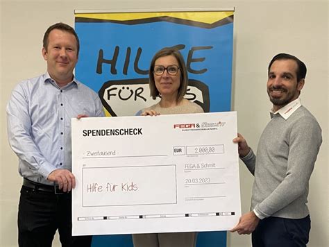 FEGA Schmitt spendet für Hilfe für Kids Hilfe für Kids