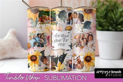 Floral Photo Frame Tumbler Wrap Design Graphic By Orange Brush Studio