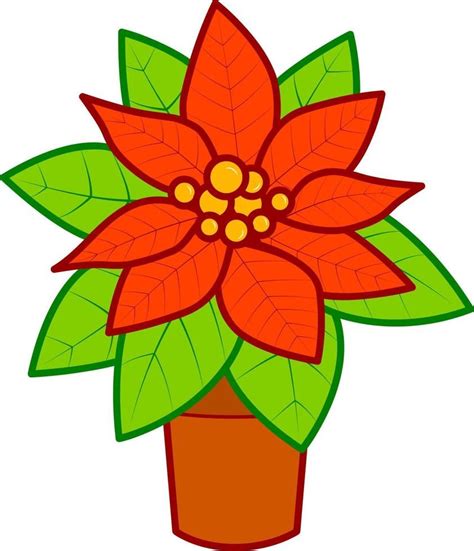 Imágenes Prediseñadas De Dibujos Animados De Navidad Ilustración De Vector De Flor De Pascua