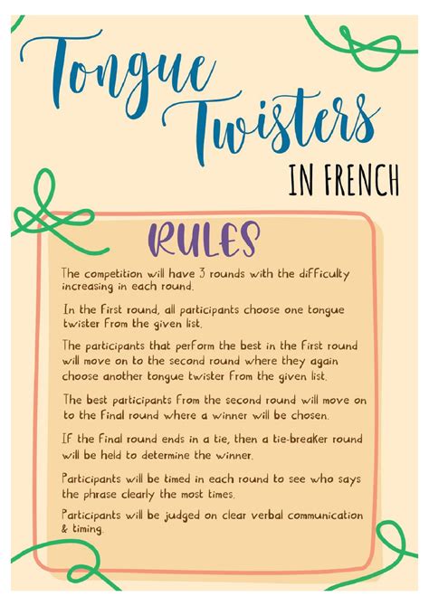 French Tongue Twisters Poster - baliganidhi2005 - Page 1 - 4 | Flip PDF ...