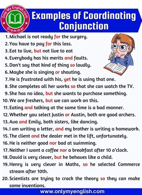 20 Examples Of Coordinating Conjunction Onlymyenglish