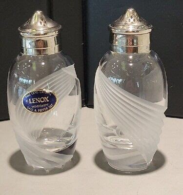 Lenox Windswept Clear Shaker Set W Metal Lids Ebay