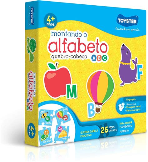 Aprendendo o Alfabeto Quebra Cabeça 26 Peças Brinquedo Educativo