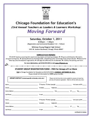 Fillable Online Cfegrants Cfe Workshop Registration Form Student