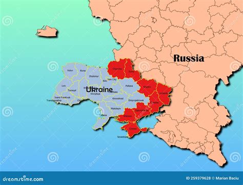 Vector Map of Ukraine with Regions Crimea, Donetsk, Luhansk, Chernihiv ...