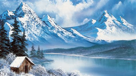 Bob Ross Winter Mountain Art Print Painting Bob Ross Poster Bob Ross