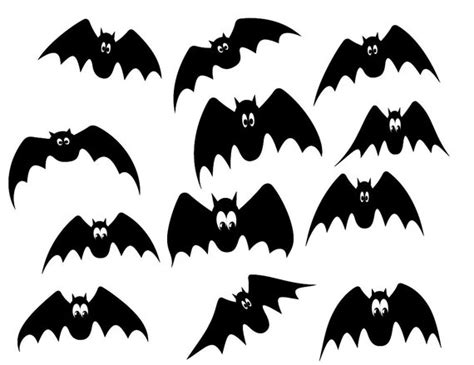 Halloween Clipart Black Bats Clipart Cute Bats Clipart | Etsy