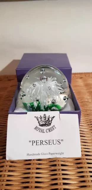 Royal Crest Handmade Glass Paperweight Perseus Cm Diameter Boxed