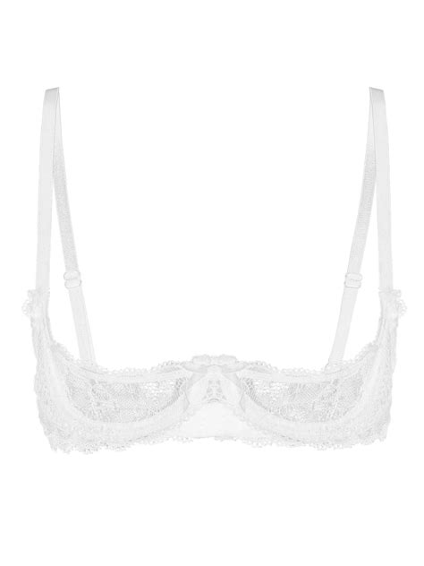 Aislor Womens Sheer Lace 14 Cup Underwired Shelf Bra Balconette Unlined See Through Bralette