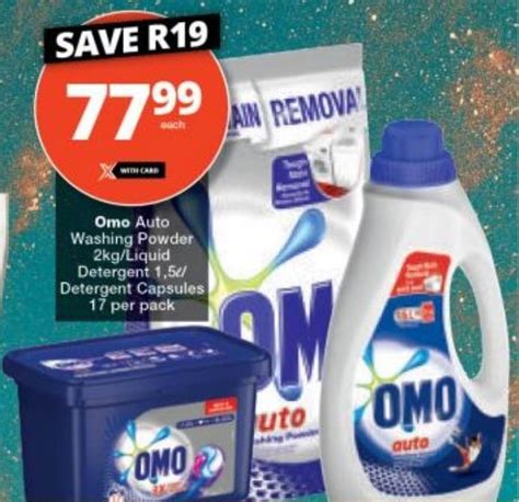 Omo Auto Washing Powder 2kg Liquid 1 5l Capsules 17 Per Pack Offer At Checkers