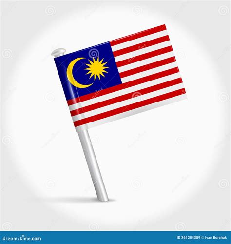 Malaysia Map Pin Flag 3d Realistic Vector Illustration Stock Vector