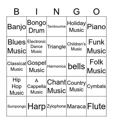 Music Bingo Card