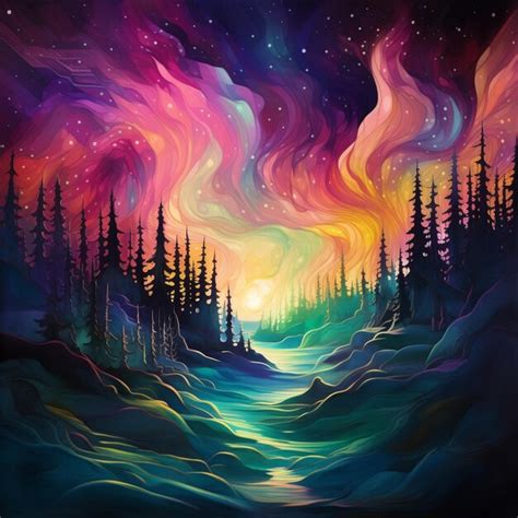 98,000+ Aurora Borealis Painting Enchanted Sky Pictures