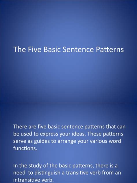 The Five Basic Sentence Patterns Pdf