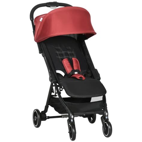 Silla De Paseo Ligera Cochecito De Beb Plegable Rojo Homcom Con