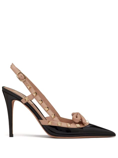 Valentino Garavani Rockstud Bow Slingback Patent Leather Pump 100mm