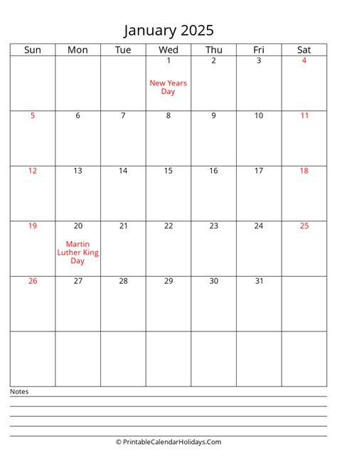 January 2025 Calendars Printablecalendarholidayscom