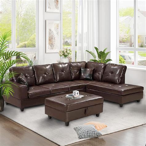 Amazon Uniroi Modern Pu Leather Sectional Sofa Set Include