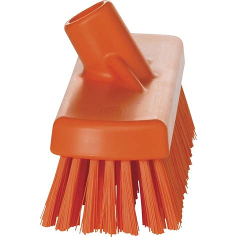 Remco Vikan Stiff In Deck Wall Scrub Color Orange Facility Safety